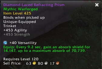 A patch 8.1.5 item tooltip to demonstrate patch 8.2's scaling buff