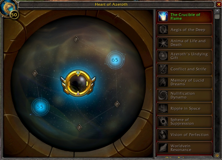 The new Essence Interface for the Heart of Azeroth in Patch 8.2, Tides of Vengeance