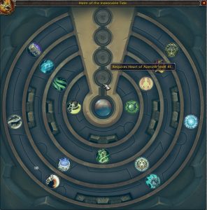 A raid-level azerite item in Tides of Vengeance showing its heart requirements